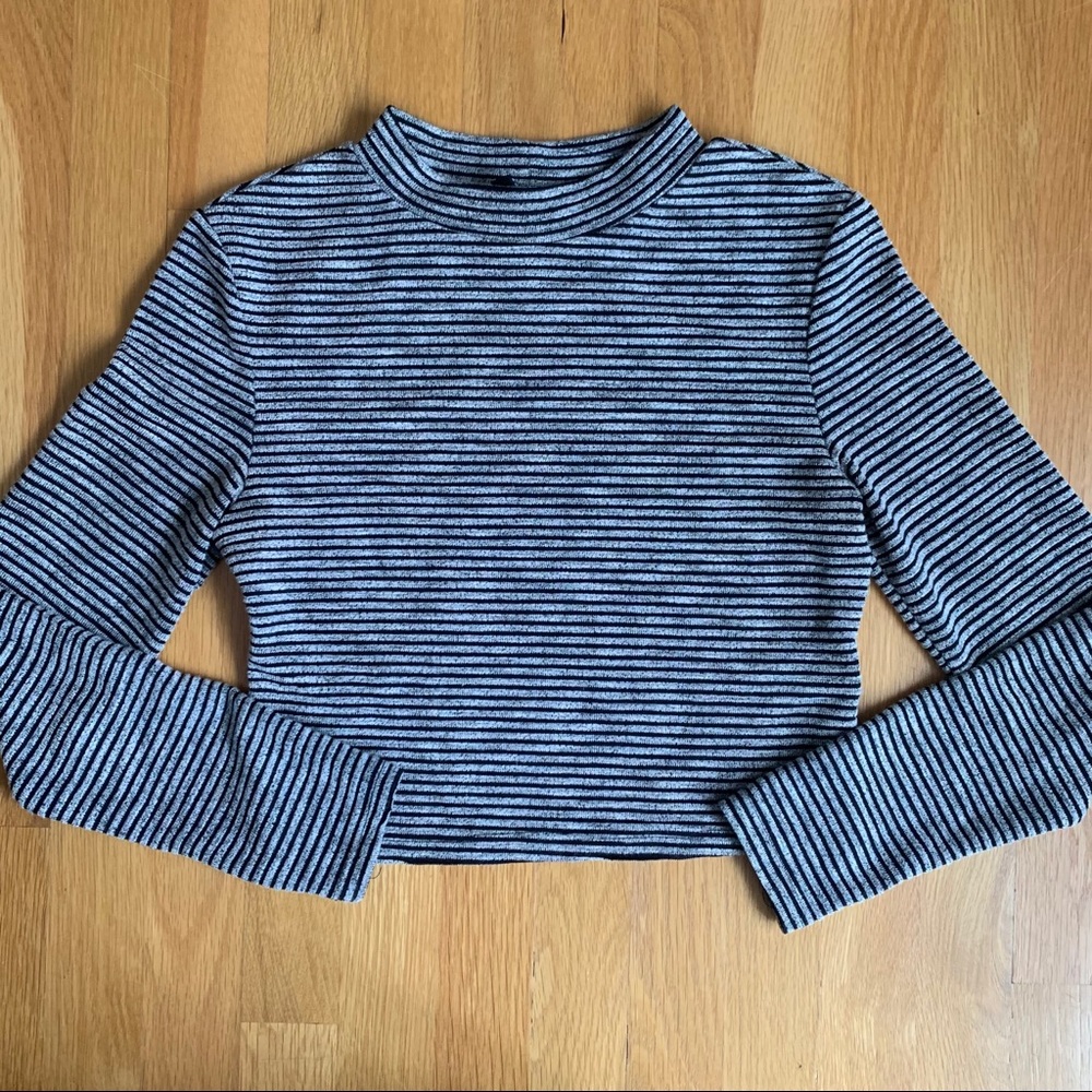 h&m divided mock/turtle neck long sleeve crop top